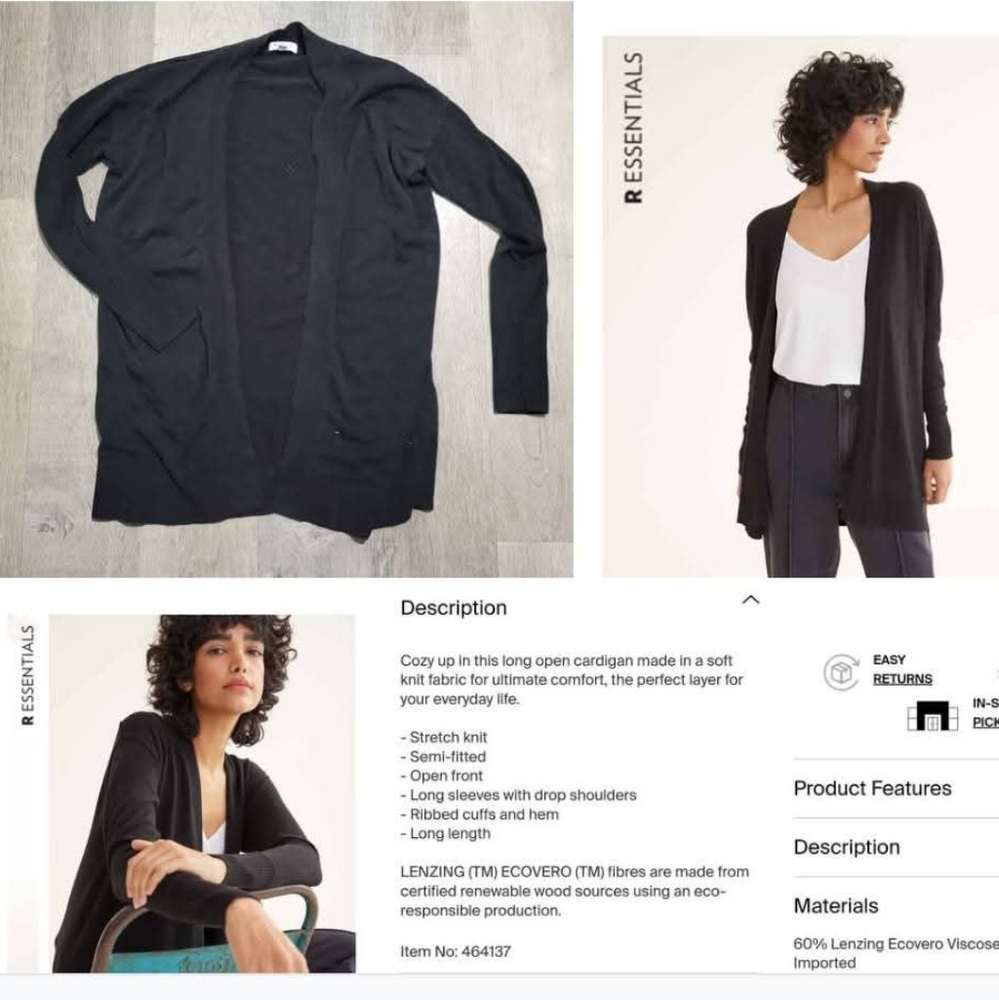 Black R Essentials Open Cardigan